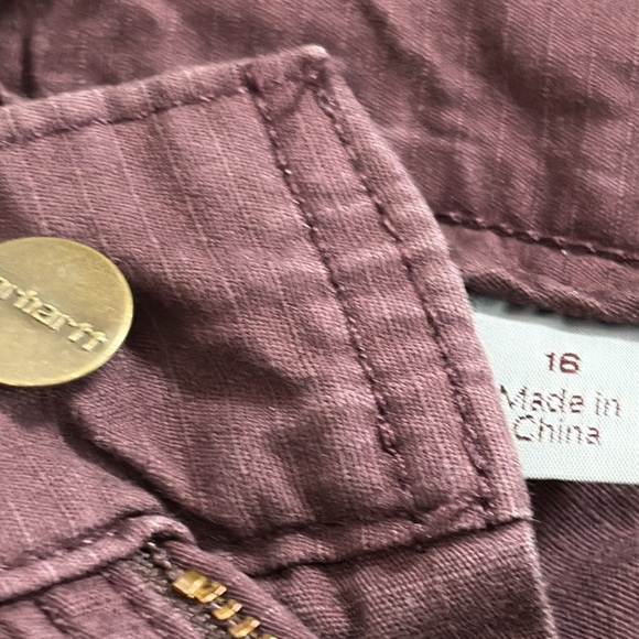 Carhartt El Paso Shorts Women’s Cotton Relaxed Fit Roll Tab Burgundy Size 16 - Picture 12 of 14